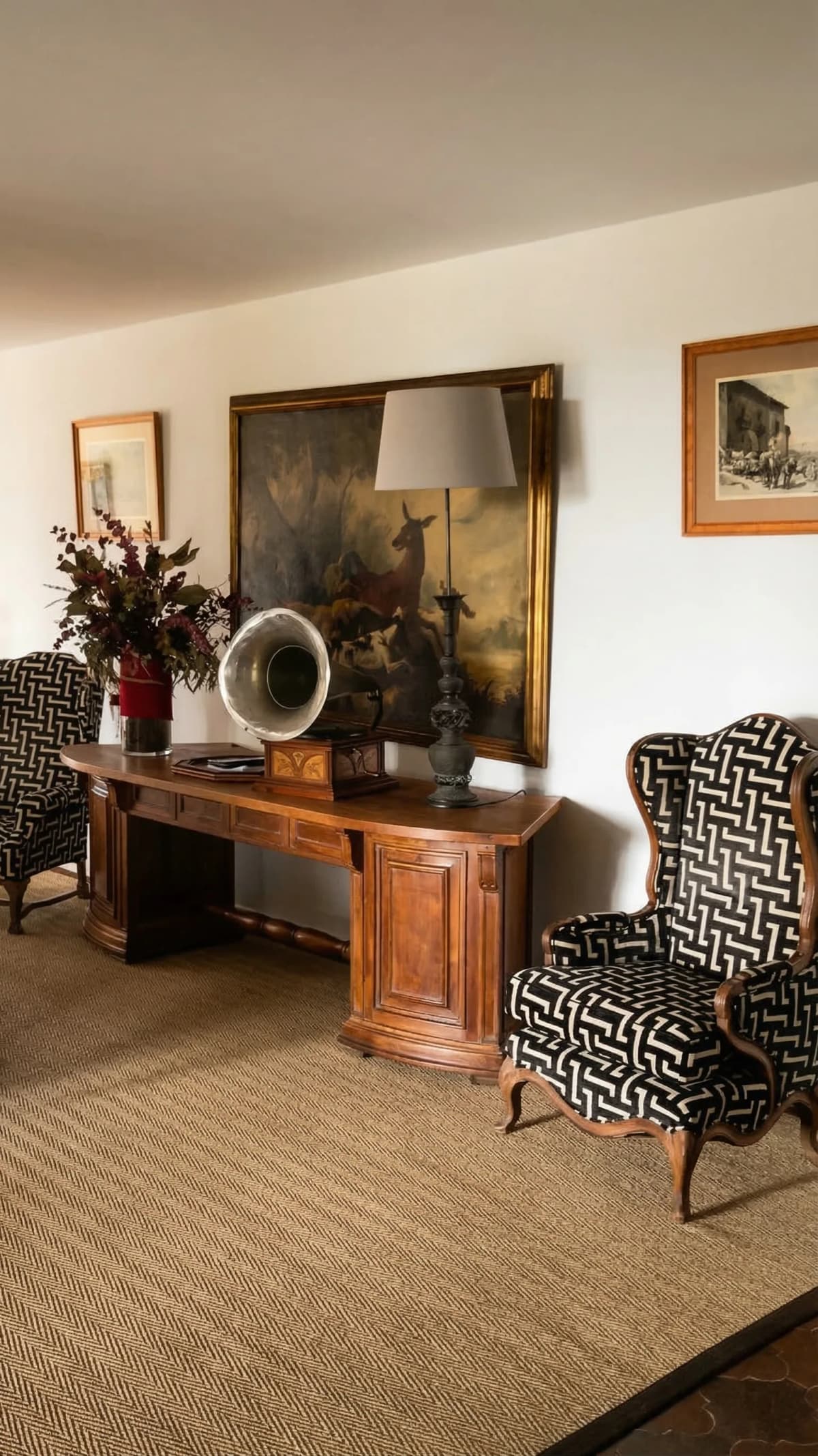Classic lounge with antique furniture