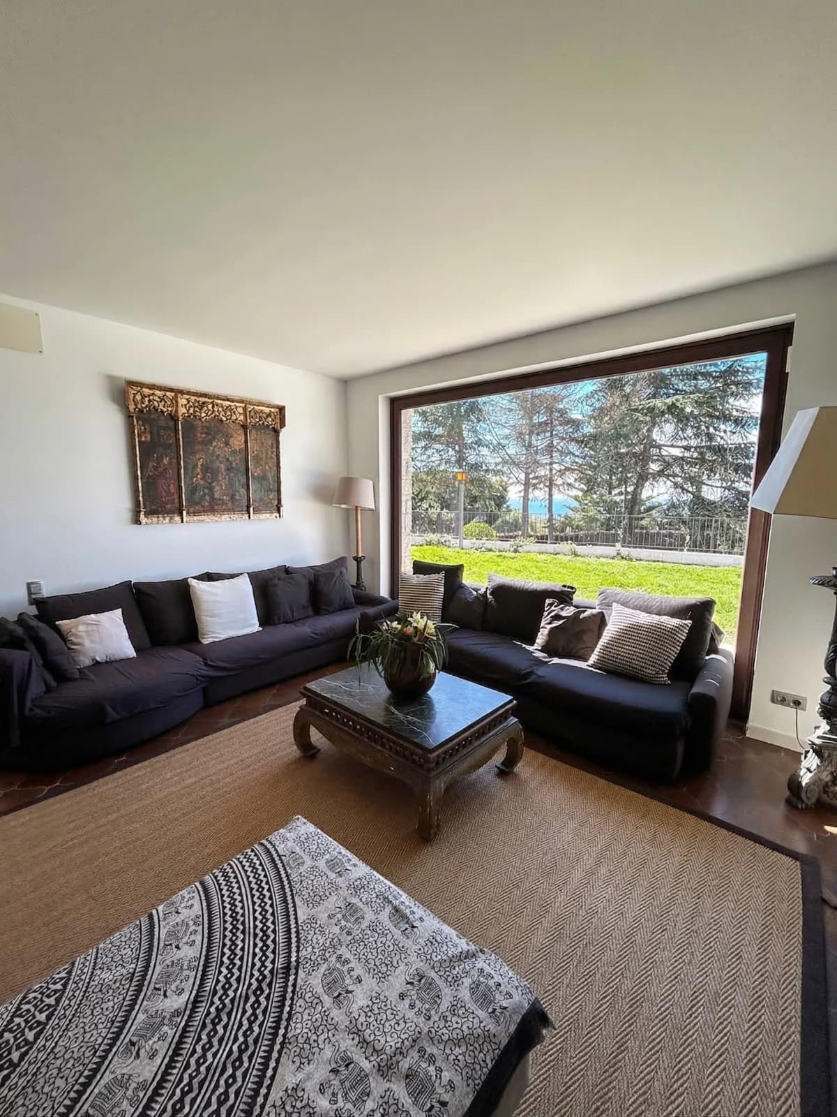Modern lounge with garden view